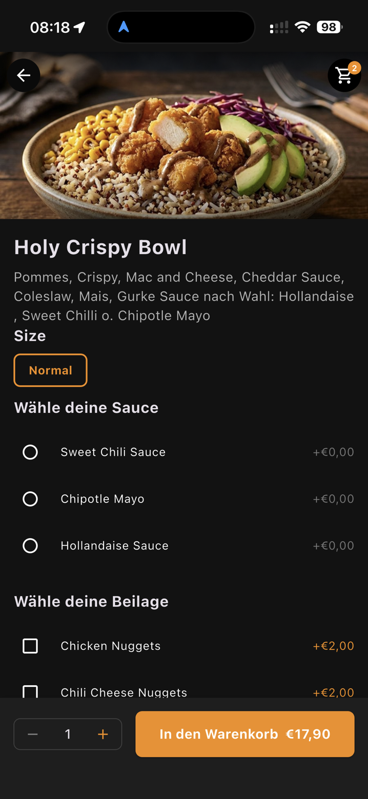 3D Delivery app product detail