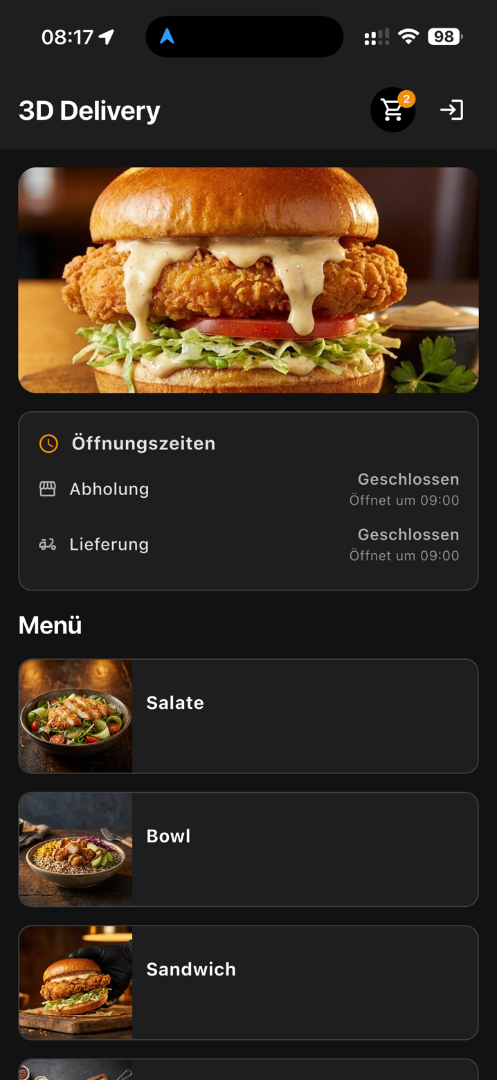 3D Delivery app home