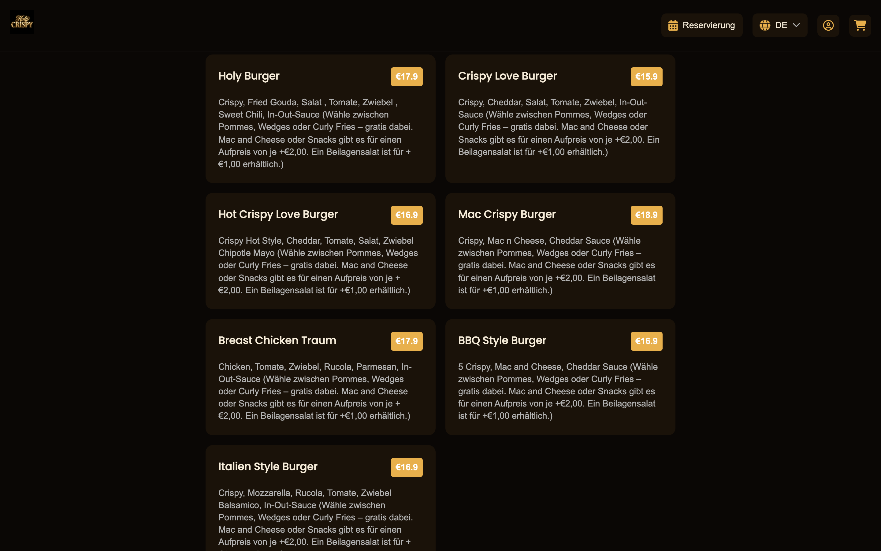 Tablet menu